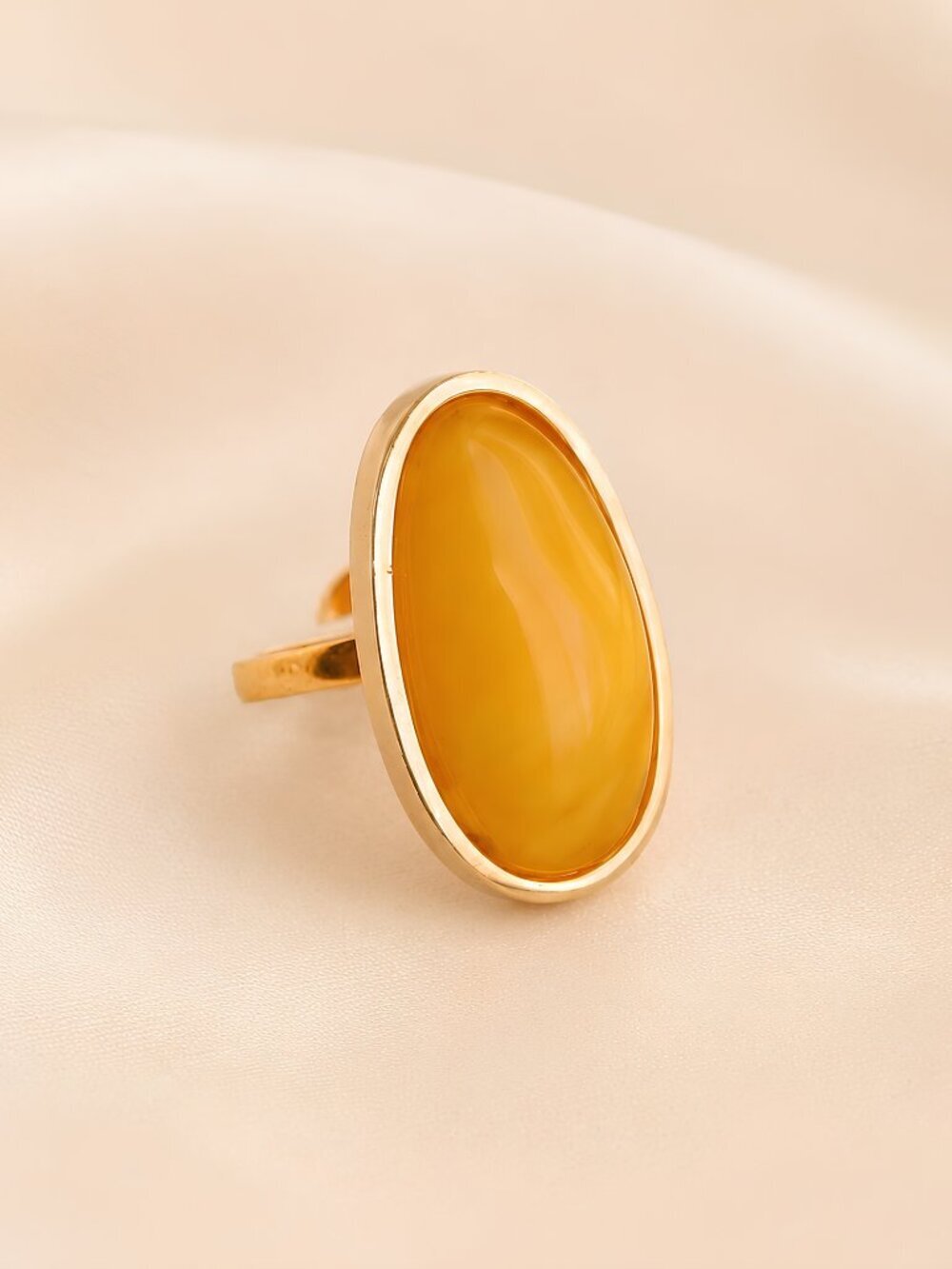 Gold Amber Ring- 14k Gold Sterling Silver